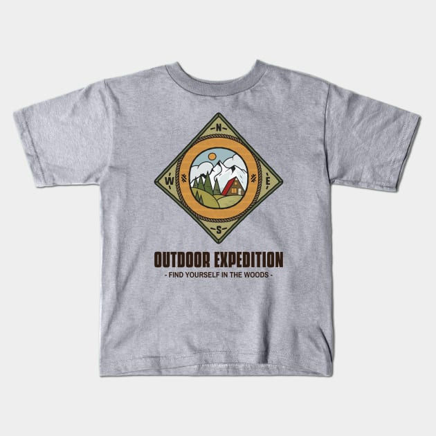 Outdoor Adventure Compass Kids T-Shirt by Tip Top Tee's